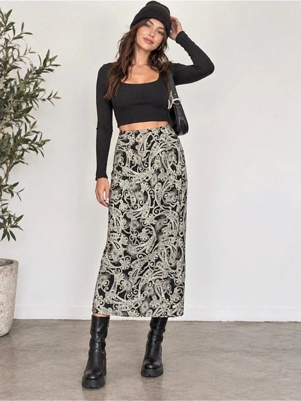 Geoffrey Beene Sport paisley maxi skirt Paisley Maxi sarong Black & White 6 Size